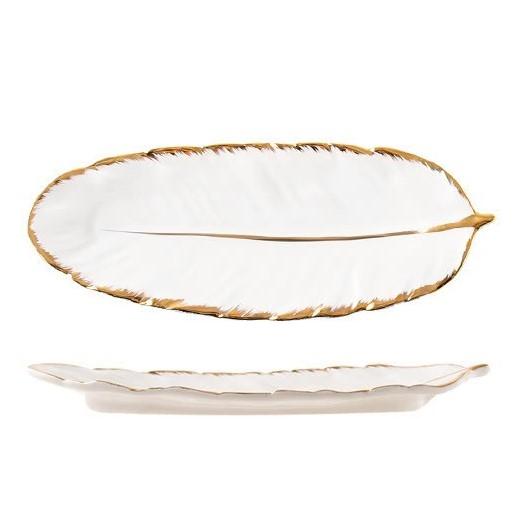 Gold Rim Feather Plate