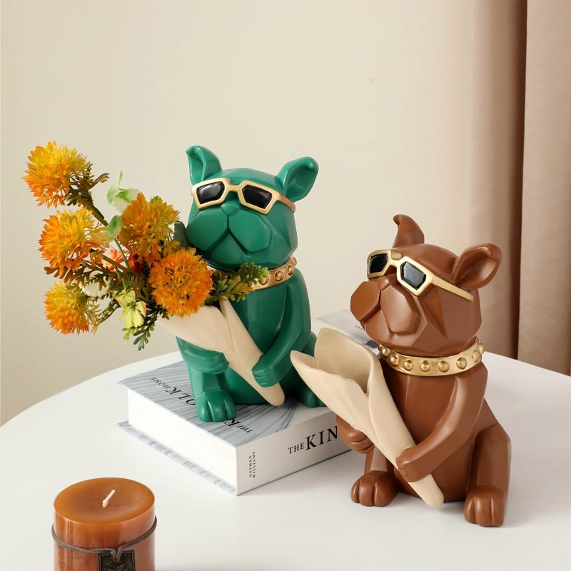 Fantastico vaso con statua Bulldog