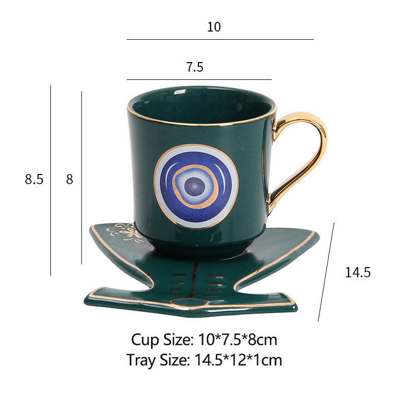 Turkey Blue Eye Coffee Cup & Tray