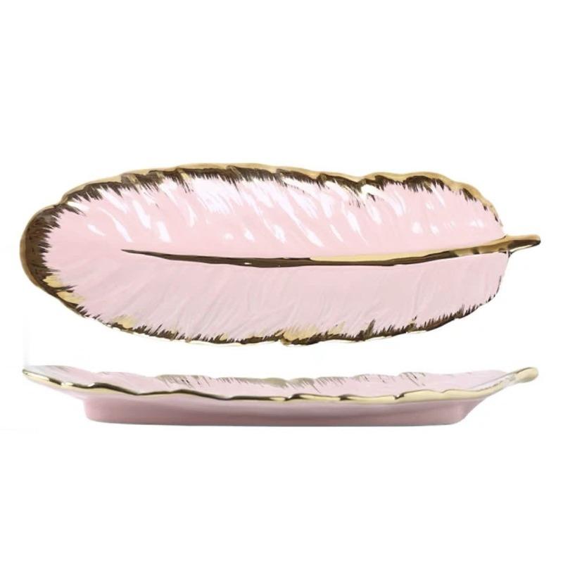 Gold Rim Feather Plate