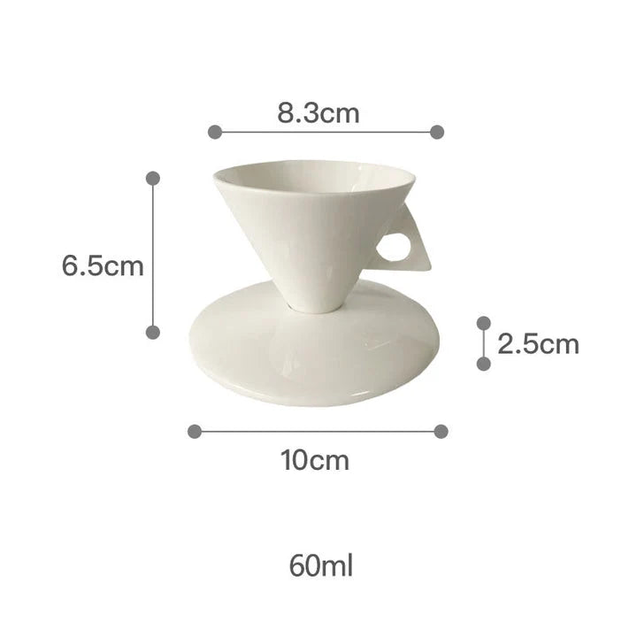 bone china coffee cup with saucer set, cone shape cup