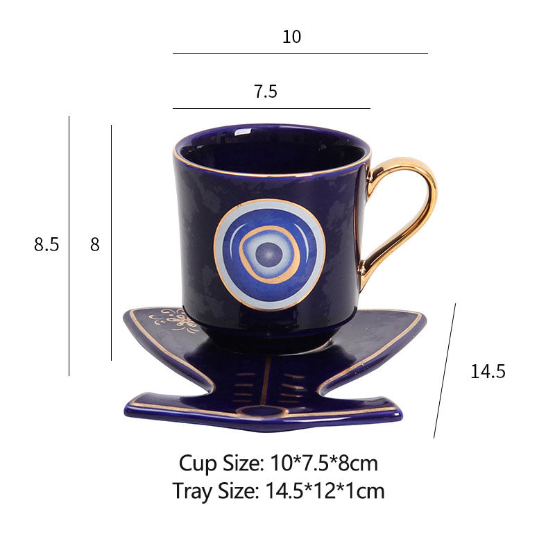 Turkey Blue Eye Coffee Cup & Tray