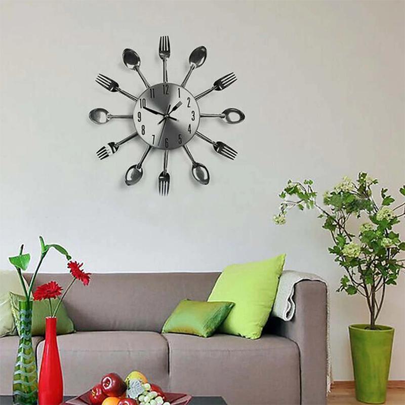 Reloj de pared de cocina con tema de cubiertos