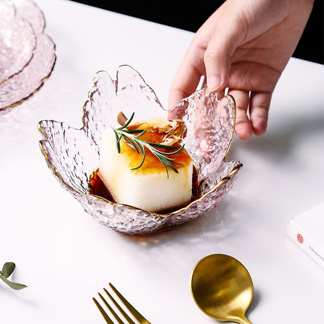 Gold Inlay Sakura Glass Dish Set