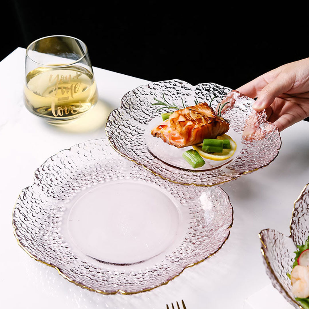 Gold Inlay Sakura Glass Dish Set