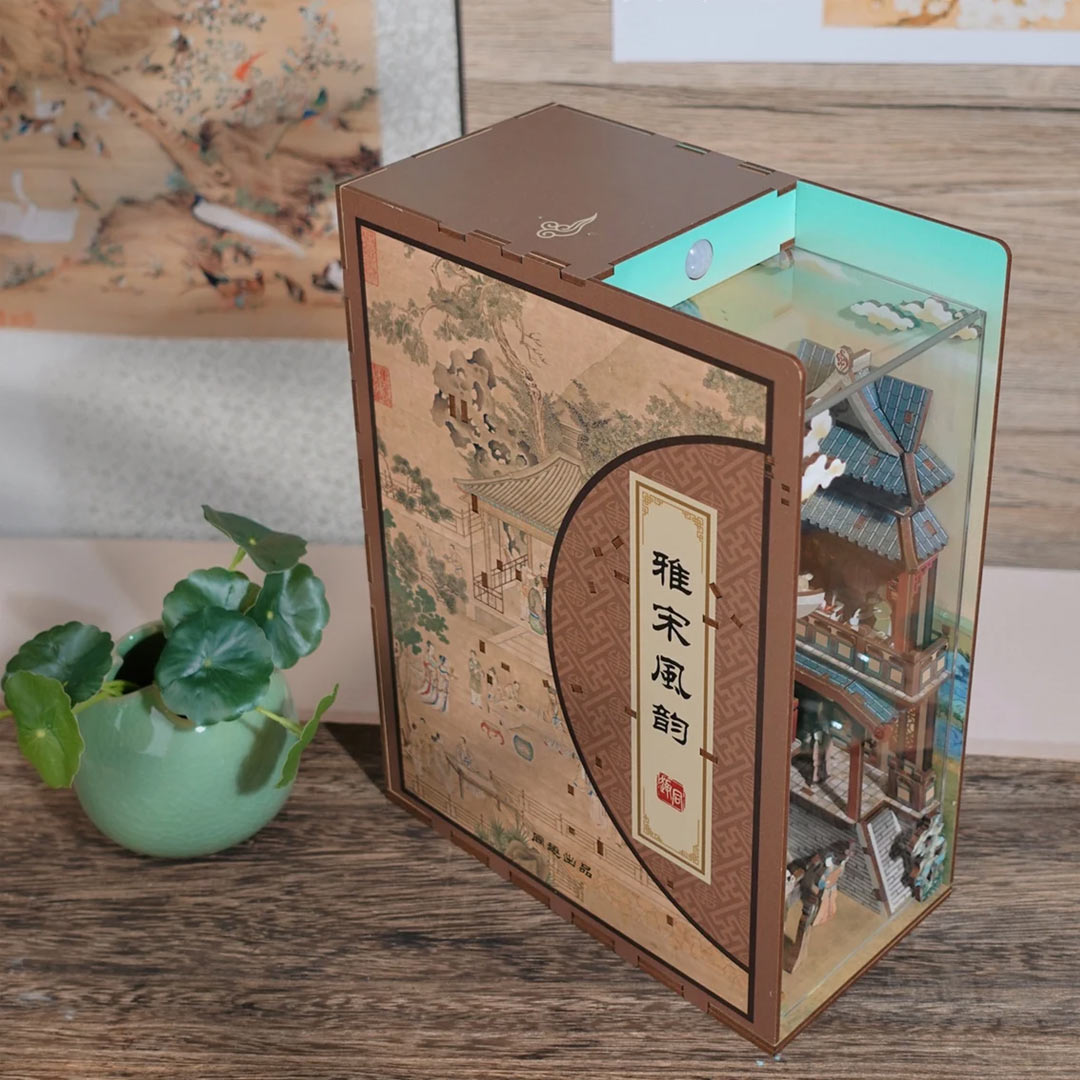 DIY Wooden Book Nook Shelf Insert Kits Song Dynasty