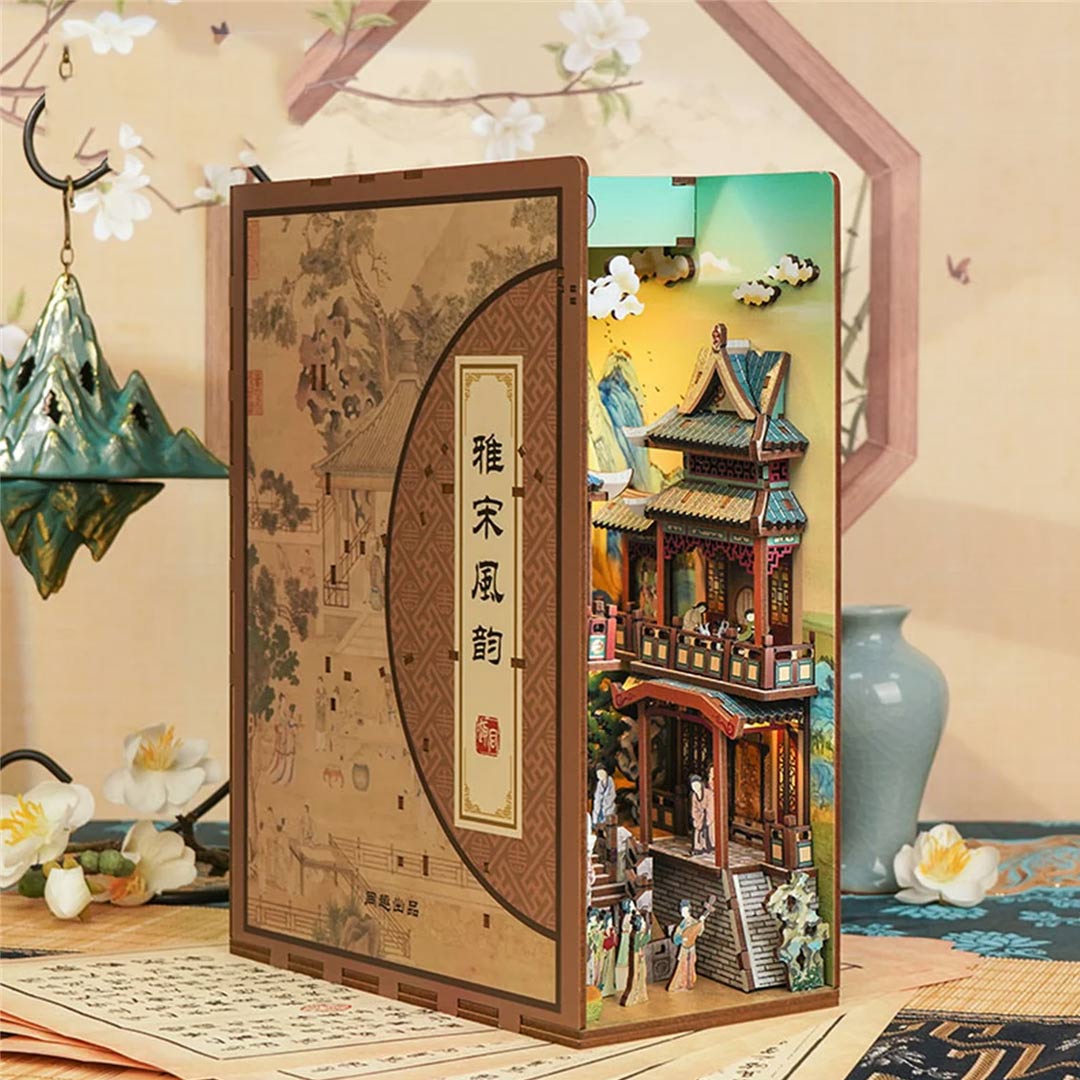 DIY Wooden Book Nook Shelf Insert Kits Song Dynasty