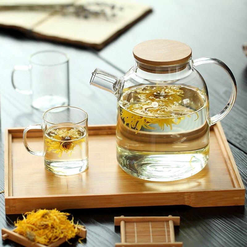 Bamboo Cork Glass Teapot