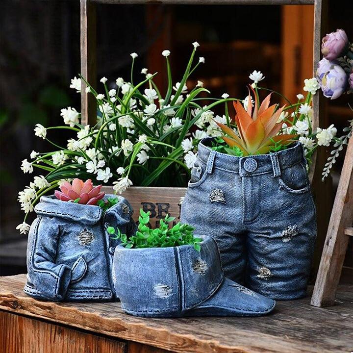 pants pot for plants Denim Clothes Pants Flower Pot – feajoy