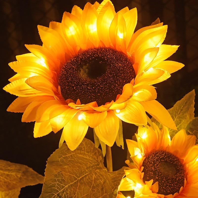 Luz de jardín solar de 3 girasoles mejorada
