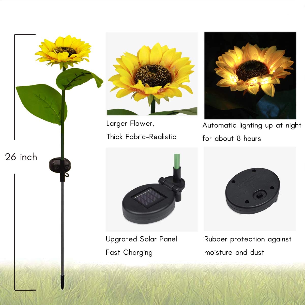 2 Pack Solar Powered Sunflower Light