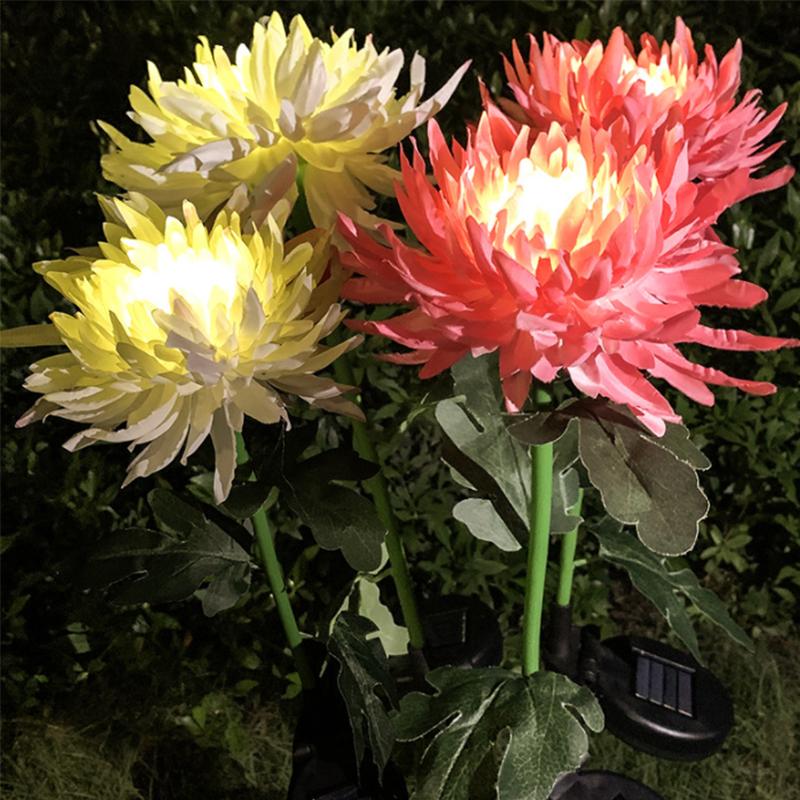 Paquete de 2 luces solares de jardín de crisantemo