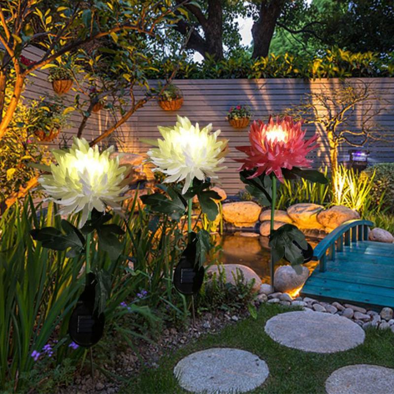 Lot de 2 lampes solaires de jardin Chrysanthème