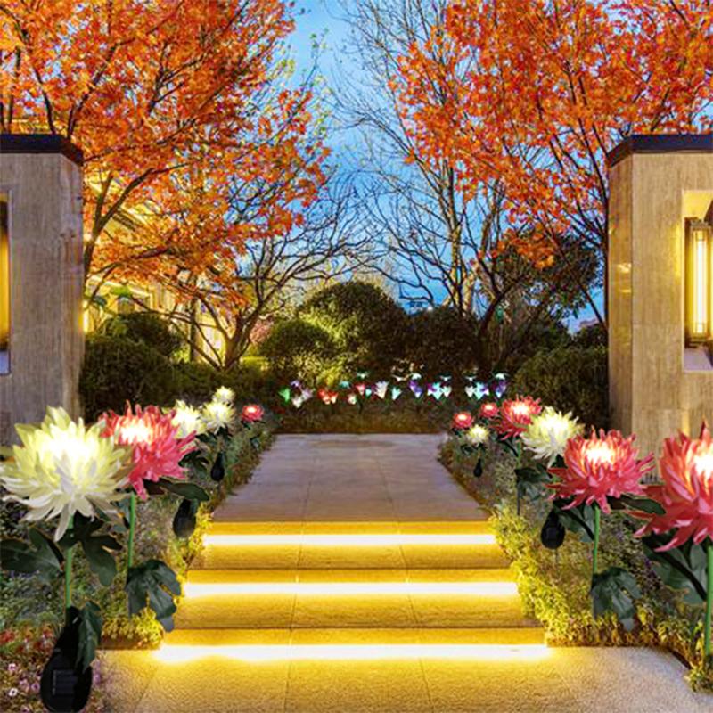 2 Pack Solar Chrysanthemum Garden Light