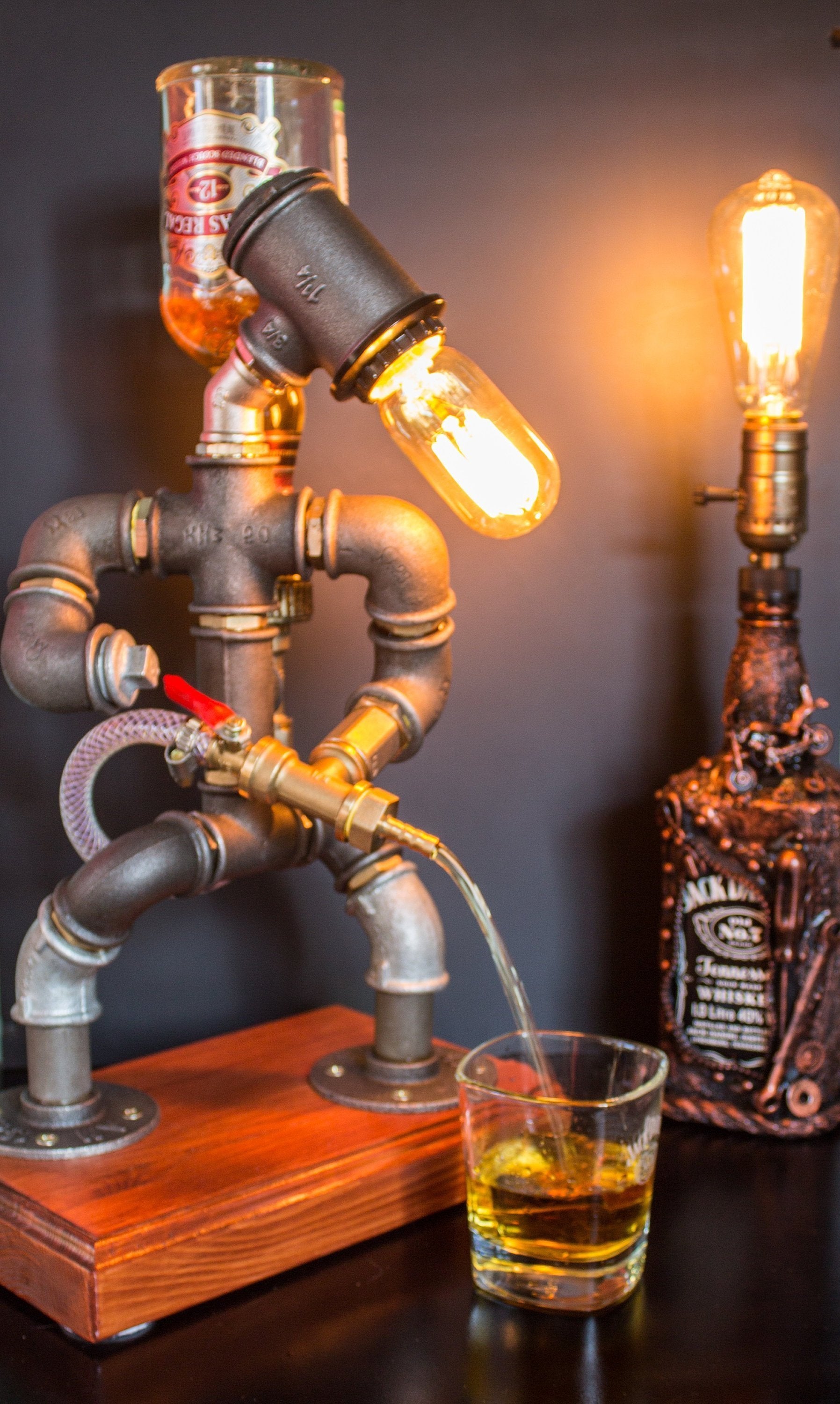 Steampunk Fireman Pipe Robot Lamp feajoy