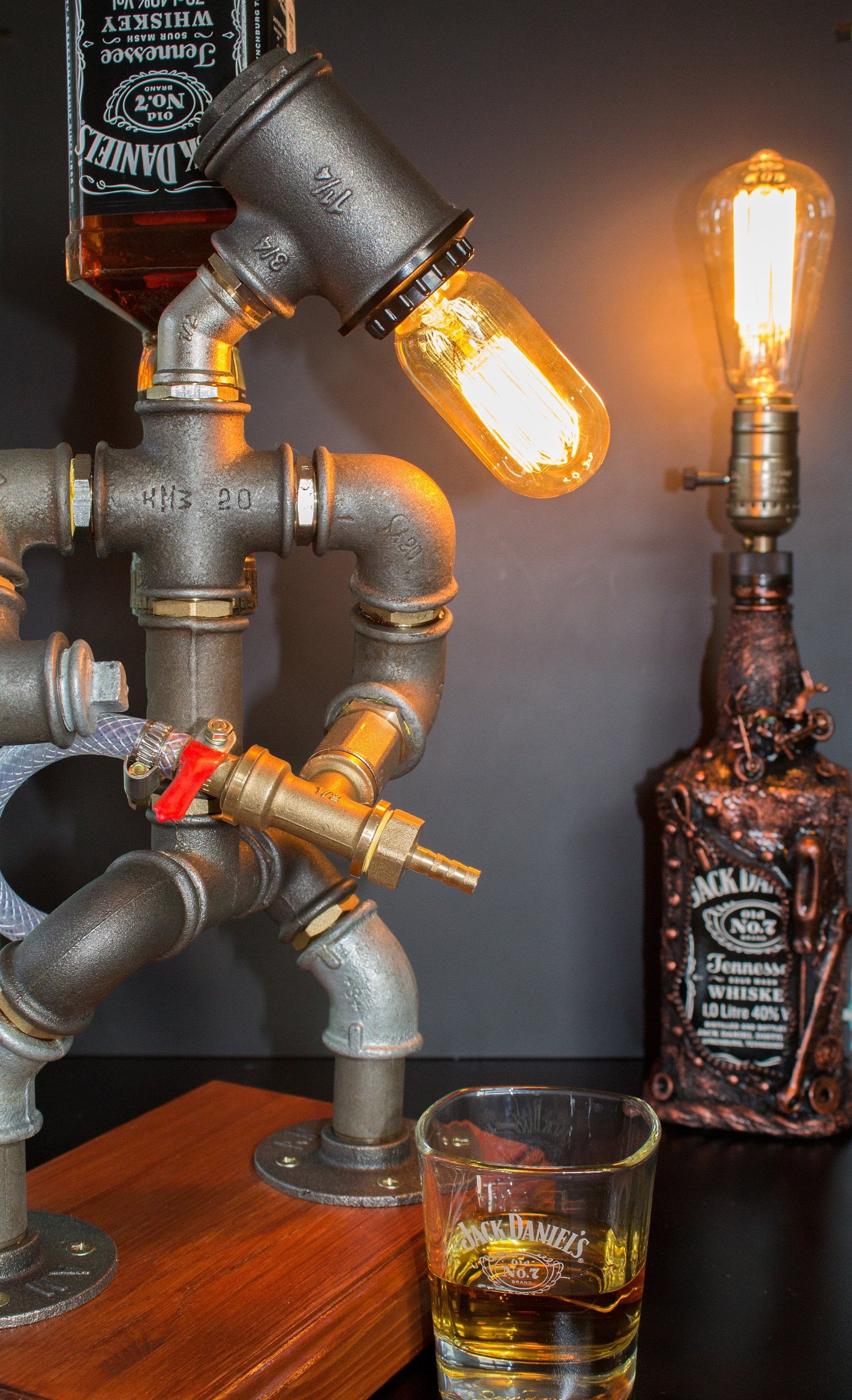 Steampunk Fireman Pipe Robot Lamp