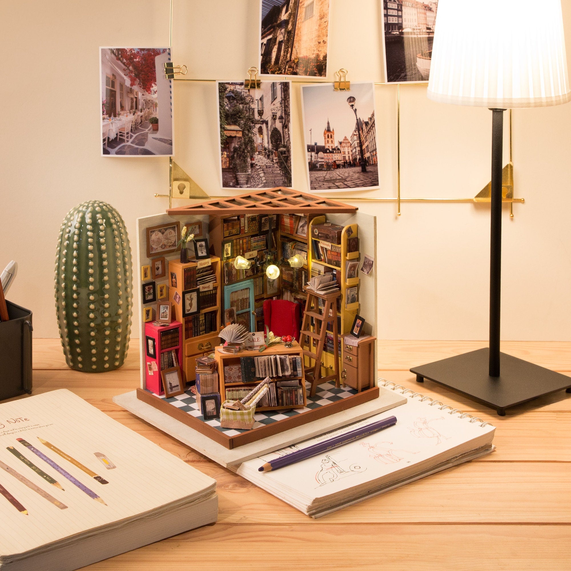 Sam's Study Library Miniature Dollhouse Kit with Furniature