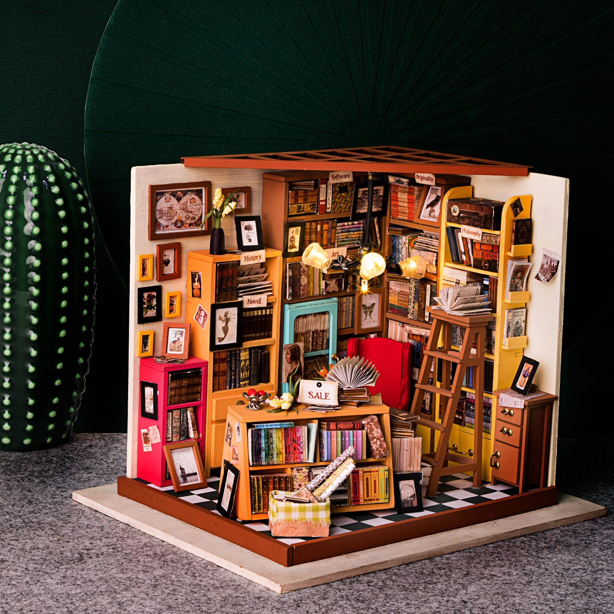 Sam's Study Library Miniature Dollhouse Kit with Furniature