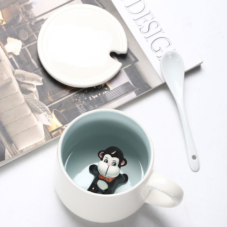 3D Cartoon Animals Coffee Mug (With Spoon & Lid)