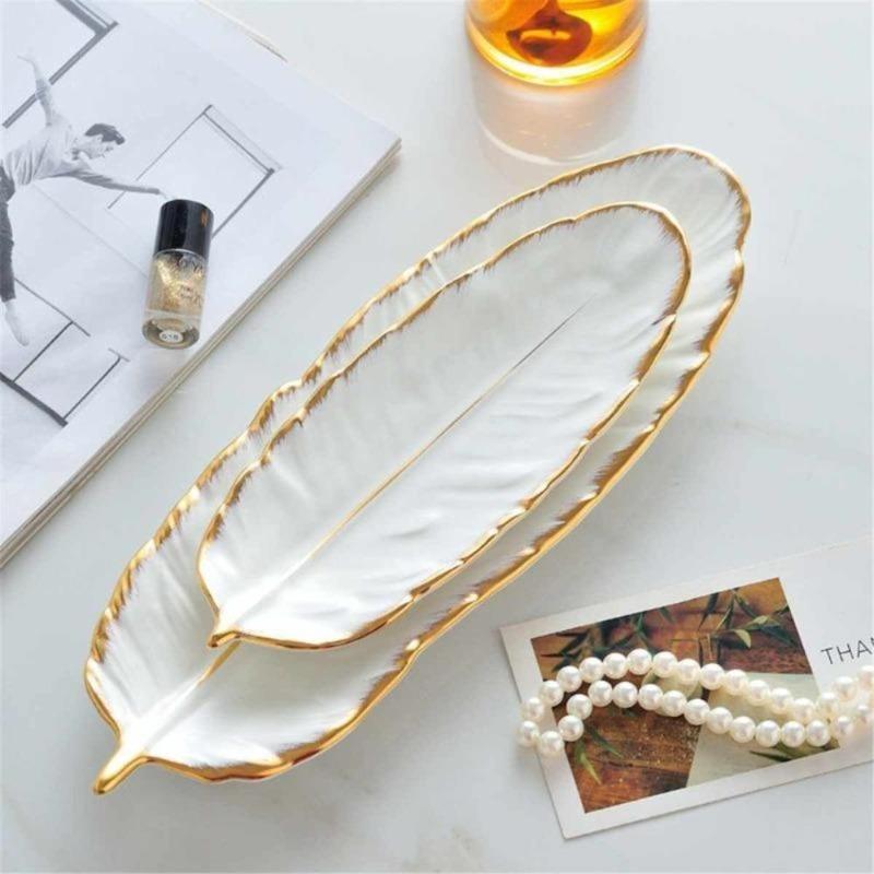 Gold Rim Feather Plate