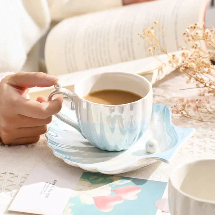 pearl shell tea cups and saucers