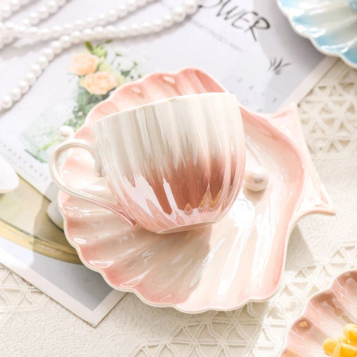 pearl shell tea cups and saucers