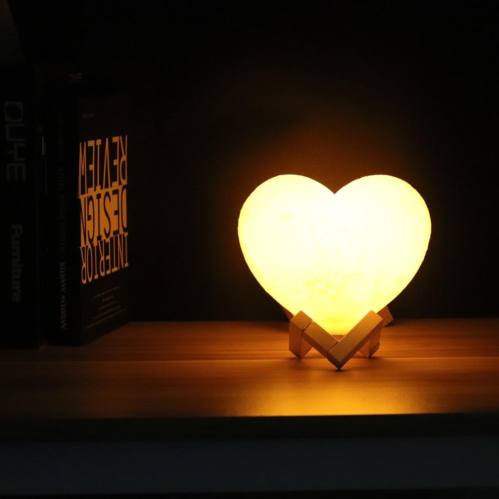 Lámpara de luna con forma de corazón personalizada con foto 3d