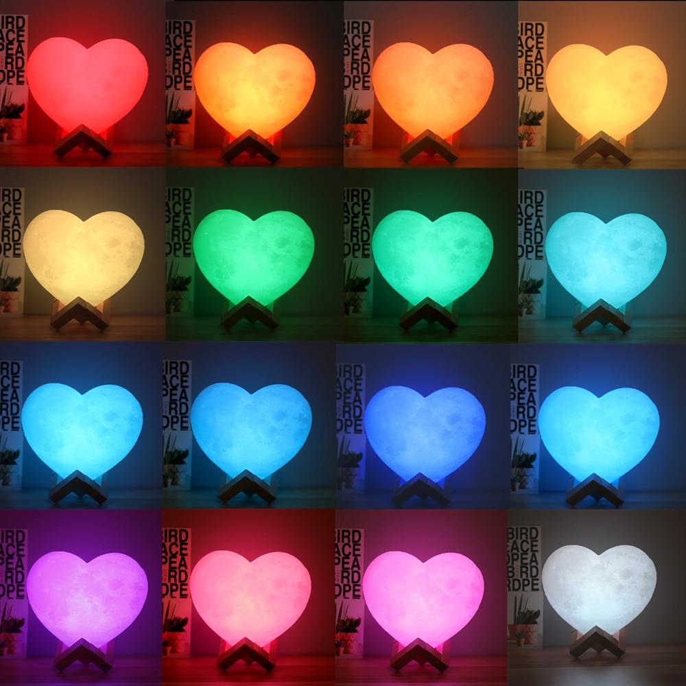 Lámpara de luna con forma de corazón personalizada con foto 3d