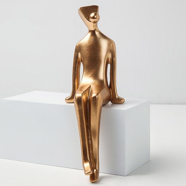 Abstract Golden Human Sitting