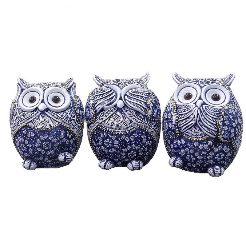 Blue Owl Figurines (3pcs)