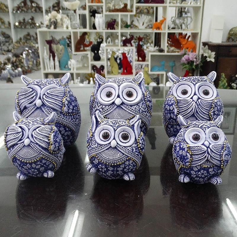 Figurines Hibou Bleu (3pcs)