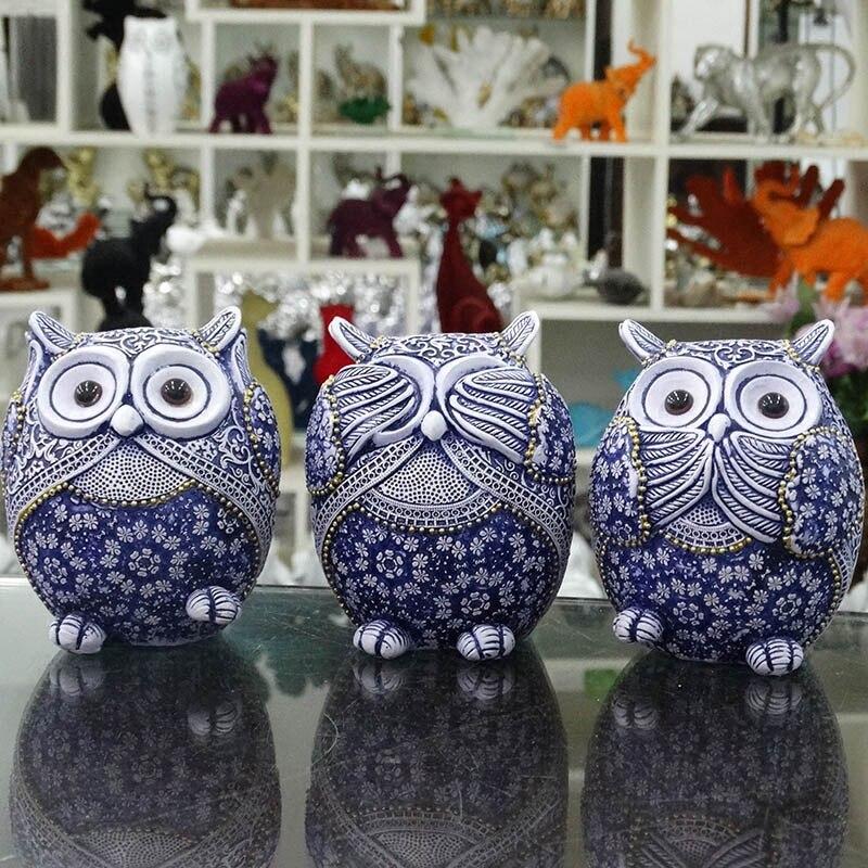 Figurines Hibou Bleu (3pcs)