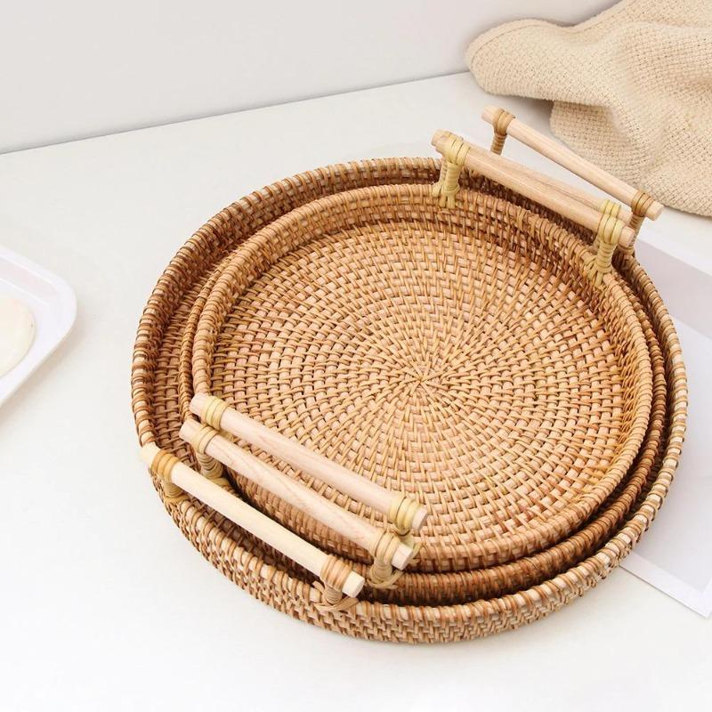 Handmade Round Rattan Basket