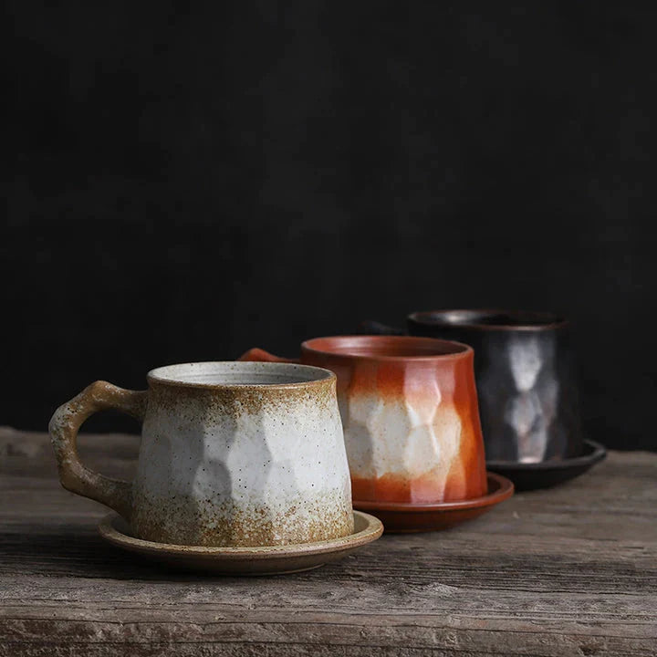 reactive glaze stoneware coffee mugs