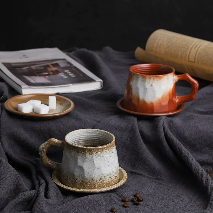 reactive glaze stoneware coffee mugs