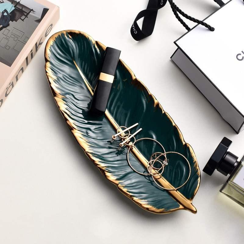 Gold Rim Feather Plate