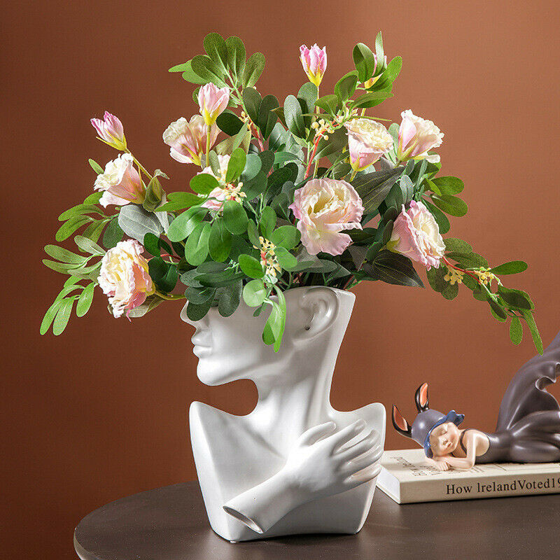 Vaso per piante in ceramica viso donna