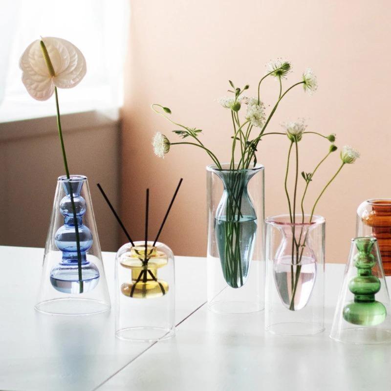 Vase hydroponique en verre cristal