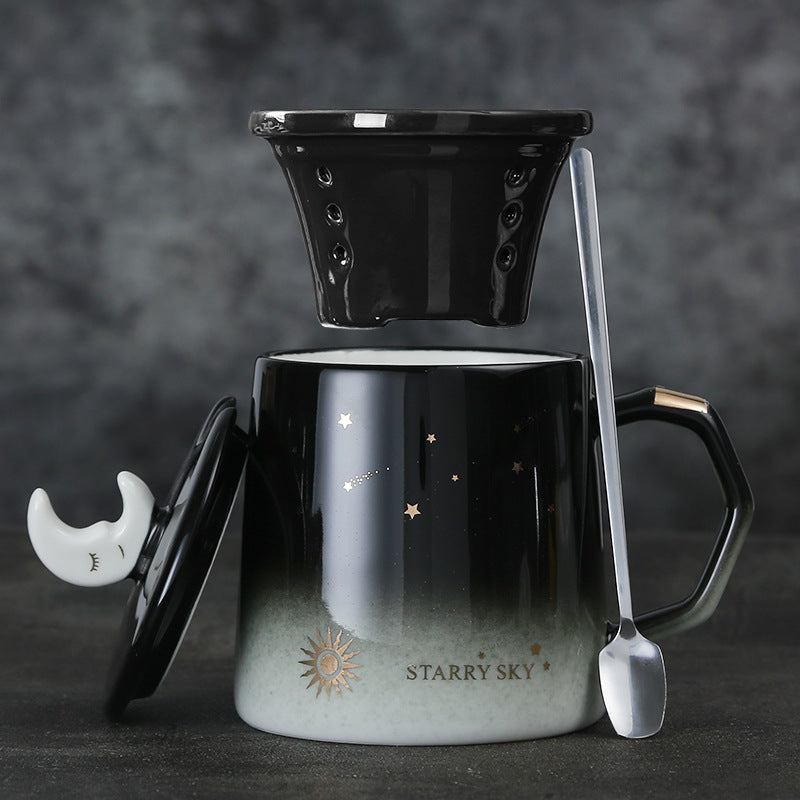 Starry Sky Coffee & Tea Mug (With Lid & Spoon)