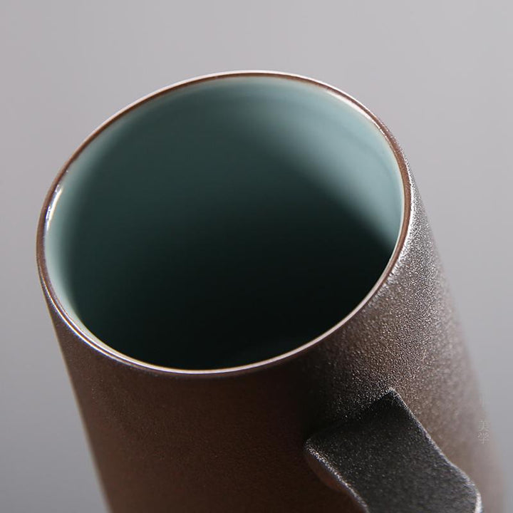 tall ceramic mugs with lid for coffee tea, reusable tea infuser, mug with handle