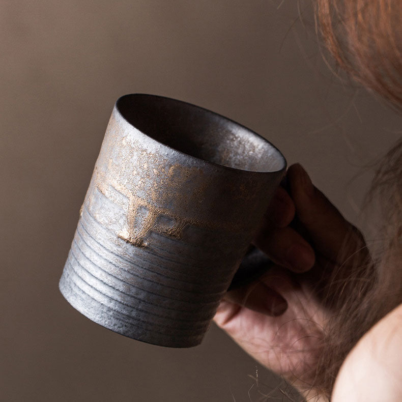 The vintage rust glazed coffee tea mug