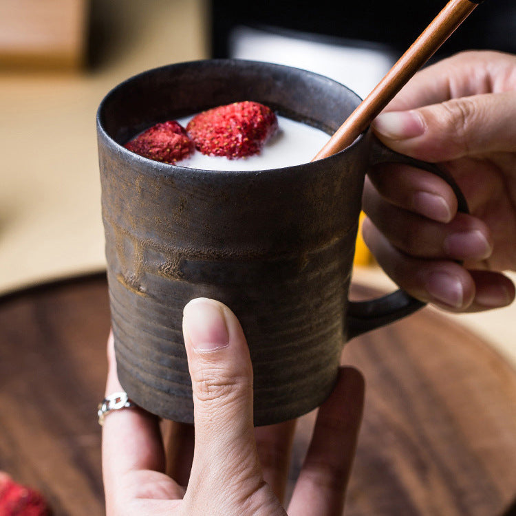 The vintage rust glazed coffee tea mug