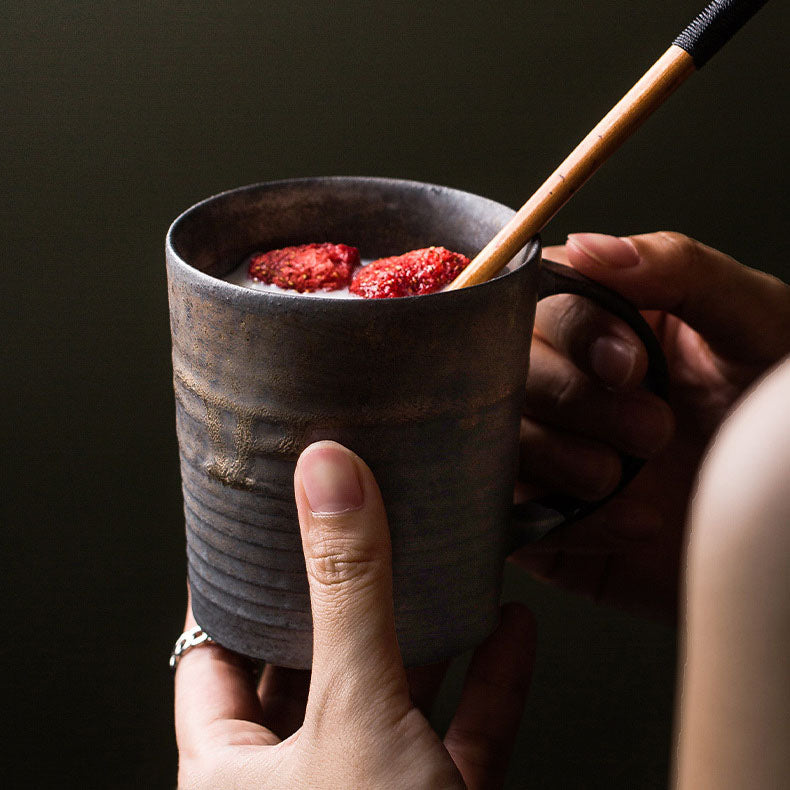 The vintage rust glazed coffee tea mug