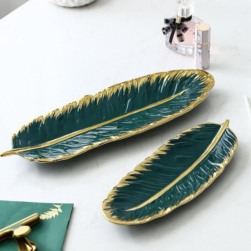 Gold Rim Feather Plate